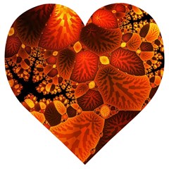 Leaf Autumn Nature Background Wooden Puzzle Heart