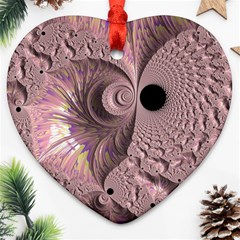 Fractal Tender Rose Cream Ornament (heart) by Pakrebo