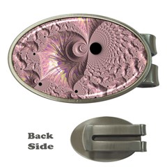 Fractal Tender Rose Cream Money Clips (oval)  by Pakrebo