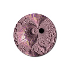 Fractal Tender Rose Cream Rubber Coaster (round)  by Pakrebo