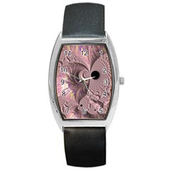 Fractal Tender Rose Cream Barrel Style Metal Watch by Pakrebo