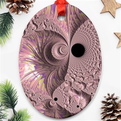 Fractal Tender Rose Cream Oval Ornament (two Sides) by Pakrebo