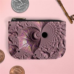 Fractal Tender Rose Cream Mini Coin Purse by Pakrebo