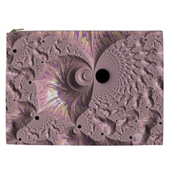 Fractal Tender Rose Cream Cosmetic Bag (xxl) by Pakrebo