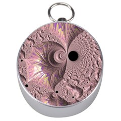 Fractal Tender Rose Cream Silver Compasses by Pakrebo