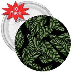 Leaves Pattern Tropical Green 3  Buttons (10 Pack)  by Pakrebo