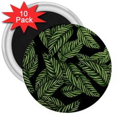 Leaves Pattern Tropical Green 3  Magnets (10 Pack)  by Pakrebo