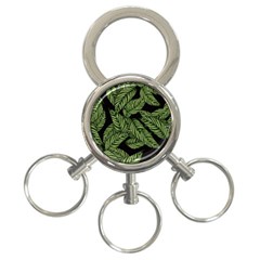 Leaves Pattern Tropical Green 3-ring Key Chain by Pakrebo