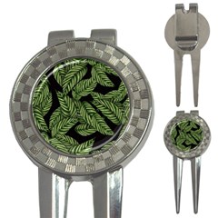 Leaves Pattern Tropical Green 3-in-1 Golf Divots by Pakrebo