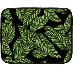 Leaves Pattern Tropical Green Fleece Blanket (mini)