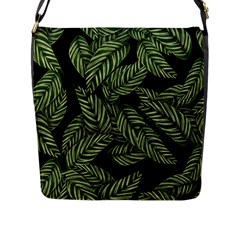 Leaves Pattern Tropical Green Flap Closure Messenger Bag (l) by Pakrebo