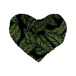 Leaves Pattern Tropical Green Standard 16  Premium Flano Heart Shape Cushions Front