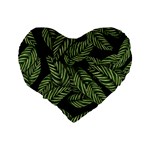 Leaves Pattern Tropical Green Standard 16  Premium Flano Heart Shape Cushions Back