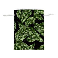 Leaves Pattern Tropical Green Lightweight Drawstring Pouch (l)