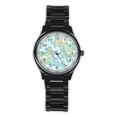 Pattern Background Floral Fractal Stainless Steel Round Watch