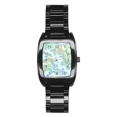 Pattern Background Floral Fractal Stainless Steel Barrel Watch by Pakrebo