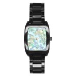 Pattern Background Floral Fractal Stainless Steel Barrel Watch Front