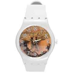 Night Moth Round Plastic Sport Watch (m) by Riverwoman