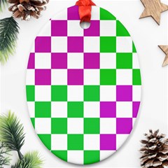 Checkerboard Again 1 Oval Ornament (two Sides) by impacteesstreetwearseven