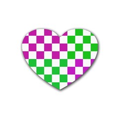 Checkerboard Again 1 Rubber Coaster (heart)  by impacteesstreetwearseven