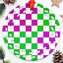 Checkerboard Again 1 Ornament (round Filigree) by impacteesstreetwearseven