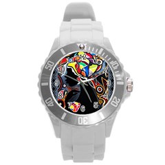 Design 3 Round Plastic Sport Watch (l) by TajahOlsonDesigns