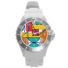 Design 10 Round Plastic Sport Watch (l) by TajahOlsonDesigns