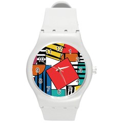 Design 9 Round Plastic Sport Watch (m) by TajahOlsonDesigns