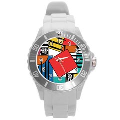 Design 9 Round Plastic Sport Watch (l) by TajahOlsonDesigns