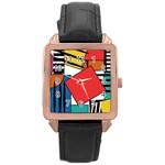 Design 9 Rose Gold Leather Watch  Front