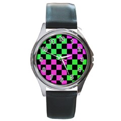 Checkerboard Again 1a Round Metal Watch by impacteesstreetwearseven