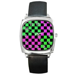 Checkerboard Again 1a Square Metal Watch by impacteesstreetwearseven