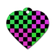 Checkerboard Again 1a Dog Tag Heart (one Side) by impacteesstreetwearseven