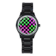 Checkerboard Again 1a Stainless Steel Round Watch by impacteesstreetwearseven