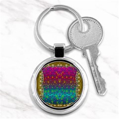 Signs Of Peace  In A Amazing Floral Gold Landscape Key Chain (round) by pepitasart