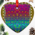 Signs Of Peace  In A Amazing Floral Gold Landscape Heart Ornament (Two Sides) Back