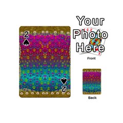 Signs Of Peace  In A Amazing Floral Gold Landscape Playing Cards 54 Designs (mini) by pepitasart