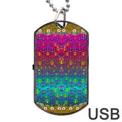 Signs Of Peace  In A Amazing Floral Gold Landscape Dog Tag Usb Flash (one Side) by pepitasart