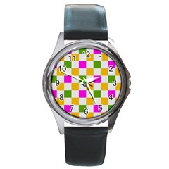 Checkerboard Again 3 Round Metal Watch by impacteesstreetwearseven