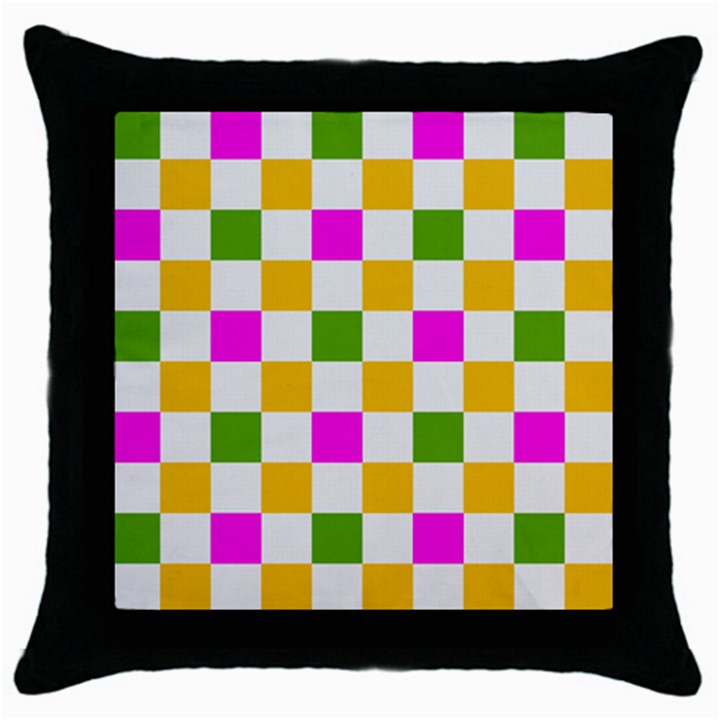 Checkerboard Again 3 Throw Pillow Case (Black)