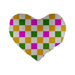 Checkerboard Again 3 Standard 16  Premium Heart Shape Cushions Front