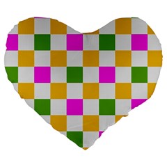 Checkerboard Again 3 Large 19  Premium Heart Shape Cushions by impacteesstreetwearseven