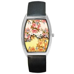 A Touch Of Vintage, Floral Design Barrel Style Metal Watch by FantasyWorld7