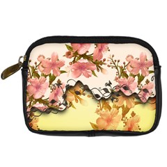 A Touch Of Vintage, Floral Design Digital Camera Leather Case by FantasyWorld7