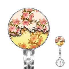 A Touch Of Vintage, Floral Design Stainless Steel Nurses Watch by FantasyWorld7