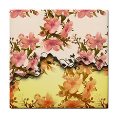 A Touch Of Vintage, Floral Design Tile Coaster by FantasyWorld7