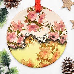 A Touch Of Vintage, Floral Design Ornament (round) by FantasyWorld7