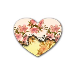 A Touch Of Vintage, Floral Design Heart Coaster (4 Pack)  by FantasyWorld7