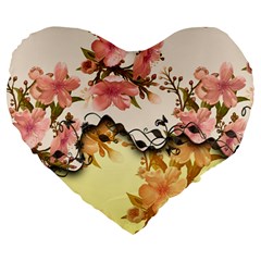 A Touch Of Vintage, Floral Design Large 19  Premium Heart Shape Cushions