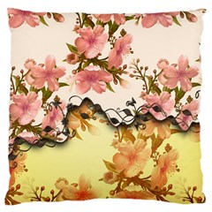 A Touch Of Vintage, Floral Design Large Flano Cushion Case (two Sides) by FantasyWorld7